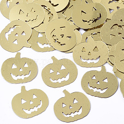 Accessori ornamento di Halloween, paillette / paillettes in plastica pvc, zucca jack-o-lantern jack-o-lantern, verga d'oro pallido, 17x18x0.2mm, circa 6000pcs/500g