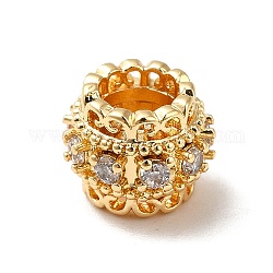 Messing Mikro ebnen Zirkonia European Beads, Großloch perlen, Fass, echtes 18k vergoldet, 10x8 mm, Bohrung: 5 mm