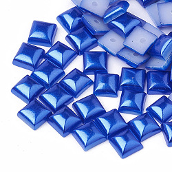 Cabochons en plastique ABS d'imitation nacre, carrée, bleu moyen, 6x6x3.5mm, environ 5000 pcs / sachet 