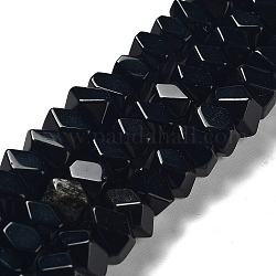 Perles en obsidienne naturelle, pépites, facette, 6~8x10.5~14x8~9.5mm, Trou: 1.2mm, Environ 57~61 pcs/chapelet, 15.16''~15.39'' (38.5~39.1 cm)