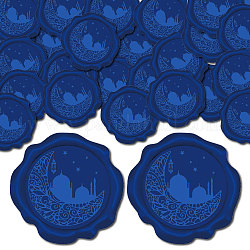 Craspire 100 pièces autocollants adhésifs pour sceau de cire ramadan et eid mubarak, décoration de sceau d'enveloppe, pour le cadeau de bricolage de scrapbooking d'artisanat, bleu minuit, lune, 30mm