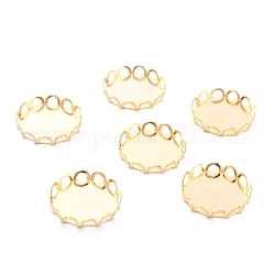 304 Stainless Steel Cabochon Settings, Lace Edge Bezel Cups, Flat Round, Golden, 16x3mm Tray:15mm