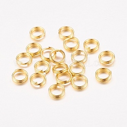 Iron Split Rings, Double Loops Jump Rings, Cadmium Free & Lead Free, Golden, 5x1.4mm, about 4.3mm inner diameter