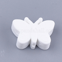 Perle focali in silicone ecologico per uso alimentare, masticare perline per i denti, fare collane fai-da-te fai-da-te, farfalla, bianco, 20.5x30x11mm, Foro: 2 mm