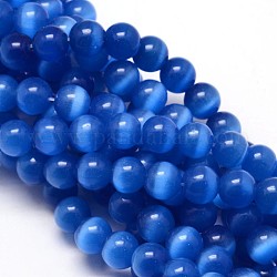 Katzenauge Perlen Stränge, Runde, Blau, 10 mm, Bohrung: 1.5 mm, ca. 40 Stk. / Strang, 15.5 Zoll