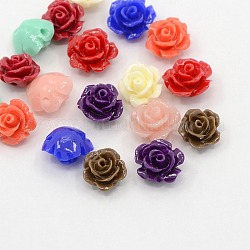 Synthetic Coral 3D Flower Rose Beads, Dyed, Mixed Color, 10x6mm, Hole: 1.5mm