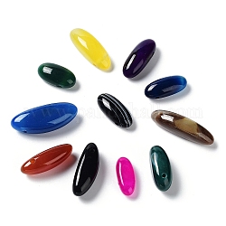 Gefärbt natürliche Achat Perlen, oben gebohrt, Oval, Mischfarbe, 25.5~41.5x10~13.5x12~13.5 mm, Bohrung: 2.5 mm