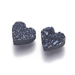 Imitation Druzy Edelstein Harz Perlen, Herz, Schwarz, 8.8x9.5x3.5 mm, Bohrung: 1.2 mm