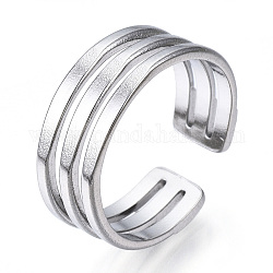 304 тройное кольцо из нержавеющей стали с открытой манжетой, полое массивное кольцо для женщин, цвет нержавеющей стали, размер США 7 3/4 (17.9 мм)