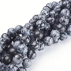Chapelets de perles de flocon de neige en obsidienne naturelle, ronde, 10mm, Trou: 1mm, Environ 40 pcs/chapelet, 16 pouce