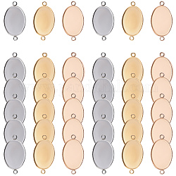 Unicraftale 30 juegos 3 colores 18.5x13.5 mm eslabones de bandeja ovalados que hacen ajustes de conector de cabujón de acero inoxidable y cabujones de vidrio transparente fornituras de eslabones de diy para la fabricación de joyas de pendientes de collar