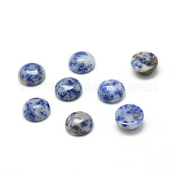 Cabochons de jaspe tache bleue naturelle, demi-rond, 18x6.5mm