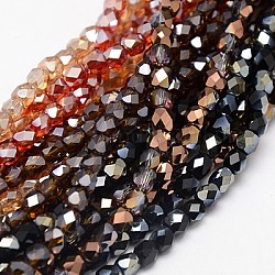 Electroplate Glass Beads Strands, Half Plated, Faceted, Cube, Mixed Color, 4x4x4mm, Hole: 1mm, about 100pcs/strand, 15.7 inch