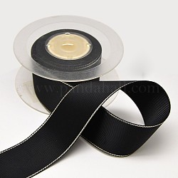 Ruban gros-grain câblé pour emballage de cadeaux, noir, 1 pouce (25 mm), environ 100yards / rouleau (91.44m / rouleau)