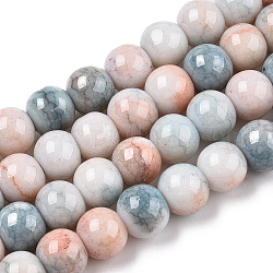 Opaque Crackle Glass Round Beads Strands, Imitation Stones, Round, Teal, 8~9mm, Hole: 1.5mm, about 104~106pcs/strand, 30.31~31.10 inch(77~79cm)