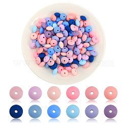 Chgcraft 180 pièces 12 couleurs rondelle de qualité alimentaire perles de boulier en silicone écologiques, perles à mâcher pour les jouets de dentition, Diy soins infirmiers colliers faisant, couleur mixte, 11.5~12x6mm, Trou: 3mm, 15 pcs / couleur