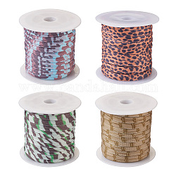 Cordón elástico de poliéster plano de 4 colores, correas de costura accesorios de costura, color mezclado, 5mm, aproximamente 3 m / rollo, 1 rollo / color, 4roll / set