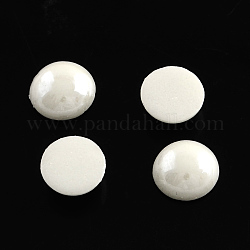 Cabochons de verre opaque plaqué nacré, demi-rond / dôme, blanc, 7.5~8x3~4mm