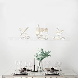 Acryl Wandaufkleber, für zu Hause Wohnzimmer Schlafzimmer Dekoration, Rechteck mit Geschirrmuster, Silber, 375x360 mm