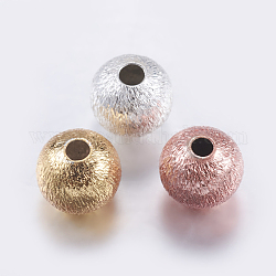Messing strukturierte Perlen, Runde, Mischfarbe, 6x5.5 mm, Bohrung: 2 mm