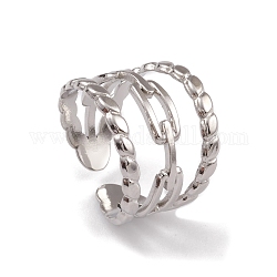 304 из нержавеющей стали манжеты кольца, кольцо с полым элементом цепочки для женщин с широким ремешком, цвет нержавеющей стали, 3.5~16 мм, внутренний диаметр: 16.9 мм