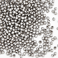 Unicraftale ca. 500 Stück winzige runde Metallperlen 1 mm kleine Lochkugel Distanzstücke Perlen Edelstahl Perle 3 mm Durchmesser lose Perlen Metall Distanzstücke für Schmuck machen Zubehörse DIY Edelstahl Farbe