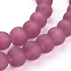 Transparent Glass Bead Strands, Frosted, Round, Medium Violet Red, 10mm, Hole: 1.3~1.6mm, about 80pcs/strand, 31.4 inch
