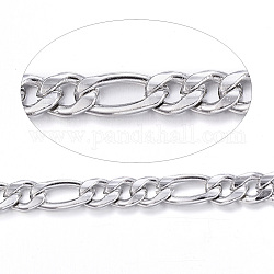 304 Stainless Steel Figaro Chains, with Spool, Unwelded, for Jewelry Making, Stainless Steel Color, 5~8x4x1mm, about 82.02 Feet(25m)/roll