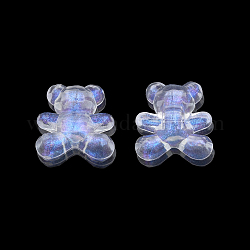 Perles en acrylique transparente, avec de la poudre de paillettes, ours, clair, 17.5x16.5x11mm, Trou: 3mm, environ 365 pcs/500 g