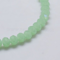 Imitation Jade Glass Bead Strands, Faceted, Rondelle, Pale Green, 3x2mm, Hole: 0.5mm, about 147pcs/strand, 13inch