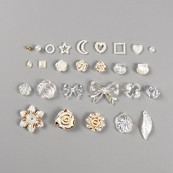 Kits de finition de fabrication de bijoux de bricolage, y compris perles de résine et breloques et cabochons, fleur et étoile et nœud papillon et coquille et coeur, couleur mixte, 3.5~27.5x3.5~29x3.5~8mm, Trou: 1.5~2mm, environ 170 pcs/100 g