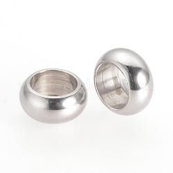 Intercalaire perles en 201 acier inoxydable, anneau, couleur inoxydable, 7.5x3.5mm, Trou: 5mm