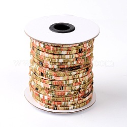 Flat Polyester Cords, with Gold Wire, Olive, 4x1mm, about 50yards/roll(150 feet/roll)