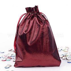 Rectangle Cloth Bags, with Drawstring, Dark Red, 17.5x13cm