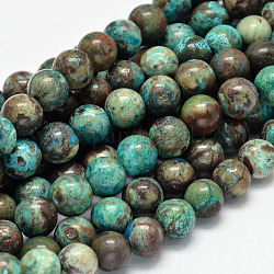 Gefärbte natürliche ozean achat / ozean jaspis runde perlen stränge, 8 mm, Bohrung: 1 mm, ca. 46~53 Stk. / Strang, 15.7 Zoll