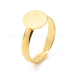 Bases de anillo de almohadilla de latón, sin plomo y cadmio, ajustable, color de oro, anillo: aproximamente 3 mm de ancho, 14 mm de diámetro interior, Bandeja: aproximamente 8 mm de diámetro