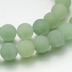 Chapelets de perles rondes en aventurine vert naturel mat, 8mm, Trou: 1mm, Environ 46 pcs/chapelet, 14.7 pouce