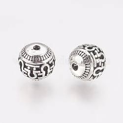 Tibetischer stil legierung perlen, Hohlrund, Antik Silber Farbe, 11x10 mm, Bohrung: 1.5 mm