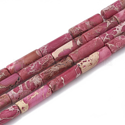 Натуральные имперские нитки из яшмы, окрашенные, колонка, Индийская красная, 12~13x4~4.5 мм, отверстие : 1~1.2 мм, около 30 шт / нитка, 15.9 дюйм