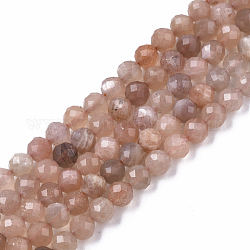 Natürliche sunstone Perlen Stränge, Runde, facettiert (64 Facetten), 4 mm, Bohrung: 0.6 mm, ca. 96 Stk. / Strang, 15.08 Zoll (38.3 cm)