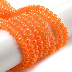 Spray Painted Glass Round Bead Strands, Coral, 4mm, Hole: 1.1~1.3mm, about 200pcs/strand, 31.4 inch