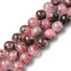 Chapelets de perles en rhodonite naturelle, ronde, 10mm, Trou: 1mm, Environ 38~40 pcs/chapelet, 15.12~15.51 pouce (38.4~39.4 cm)