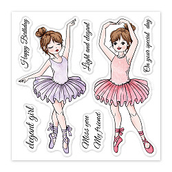 GLOBLELAND Ballet Clear Stamps Dancing Women Embossing Stamp Sheets Silicone Clear Stamps Seal for DIY Scrapbooking and Card Making Paper Craft Decor (Colorful)