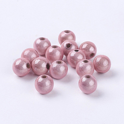 Spray Painted Acrylic Beads, Miracle Beads, Round, Pink, 8mm, Hole: 1.8mm