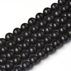 Natürliche Shungit Perlen Stränge, Runde, 4 mm, Bohrung: 0.8 mm, ca. 98 Stk. / Strang, 15.55 Zoll (39.5 cm)