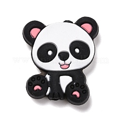 Silicone Focal Beads, Panda, Pink, 29x24x7mm, Hole: 2.5mm