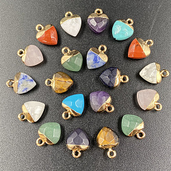 Amuletos aleatorios de piedras preciosas naturales y sintéticas, con trabillas de metal dorado, corazón, 14x10mm