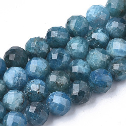 Chapelets de perles en apatite naturelle, facette, ronde, 9.5~10x10mm, Trou: 1mm, Environ 19 pcs/chapelet, 7.48 pouce