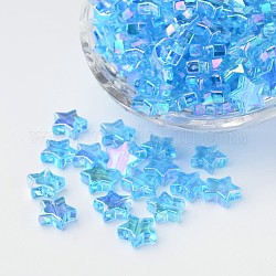 Umweltfreundliche transparente Acrylperlen, Stern, AB Farbe, Deep-Sky-blau, 10x4 mm, Bohrung: 1.5 mm, ca. 100 Stk. / Beutel