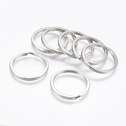 Iron Split Key Rings, Keychain Clasp Findings, Platinum Color, Size: about 30mm in diameter, hole: 24mm